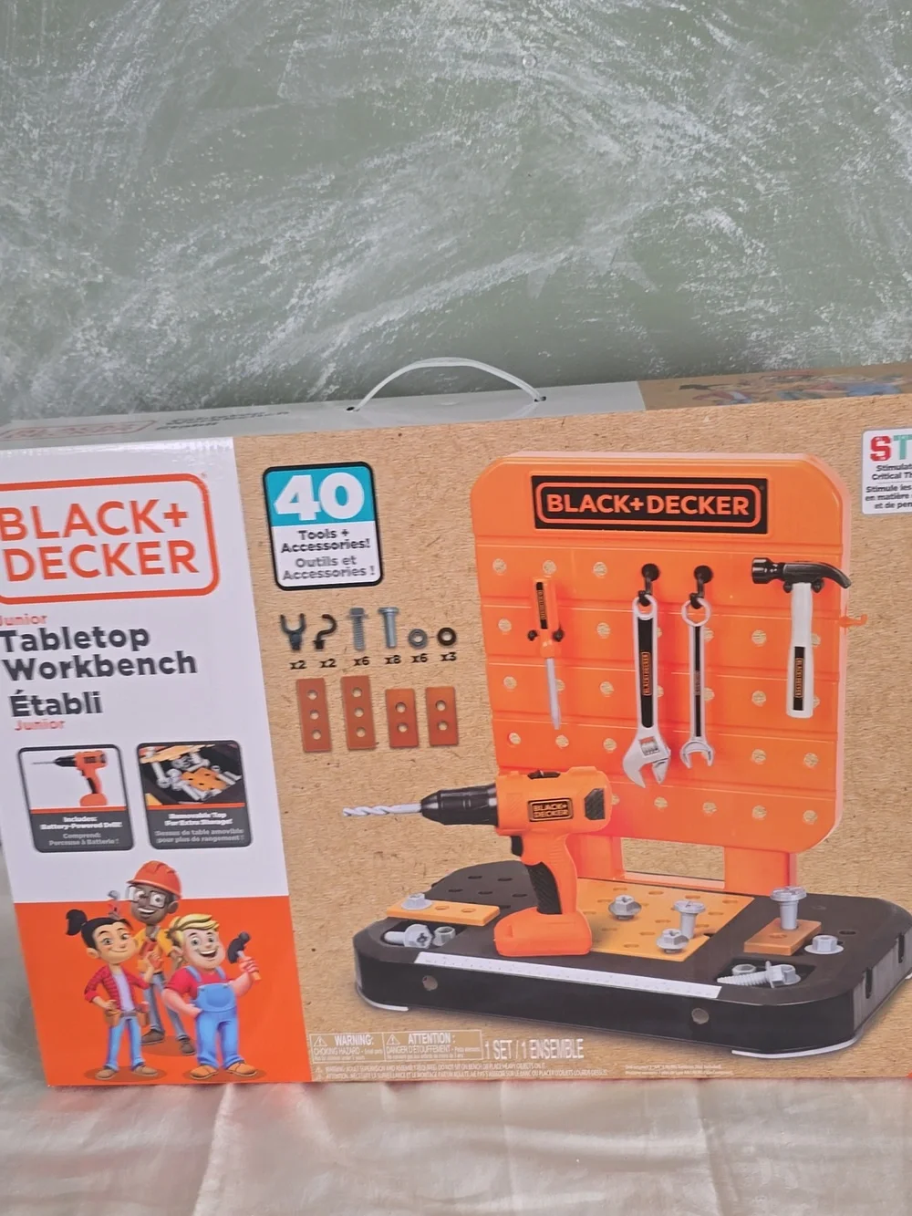BLACK+DECKER Junior Tabletop Workbench - Orange and Black 40pcs New